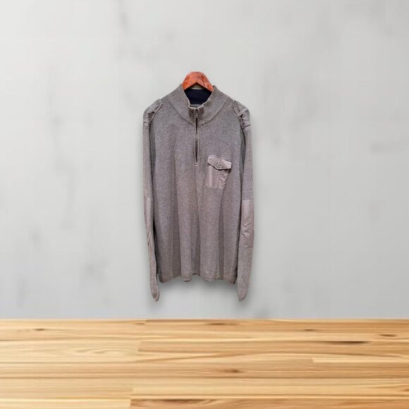 Express Men’s XL Grey Mock Neck Half Zip Sweater w/ Elbow Patches - Picture 1 of 9